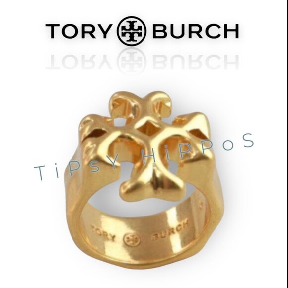Tory Burch Roxanne Gold Ring - SIZE 8 - Picture 2 of 6
